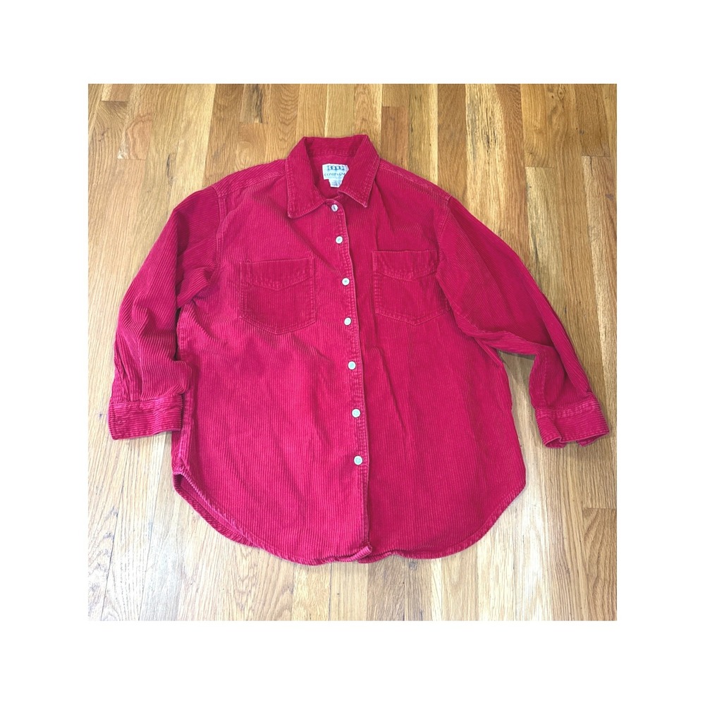 Vintage SOHO Compagnie Red Corduroy Shirt 90s Grunge Cotton Womens L